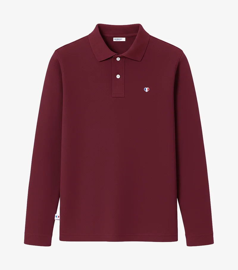 Polo Homme Manches Longues Bordeaux - Iconique