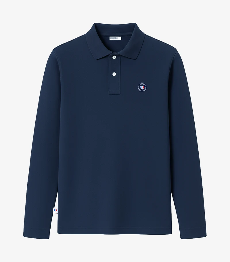 Polo Homme Manches Longues Marine - Blason