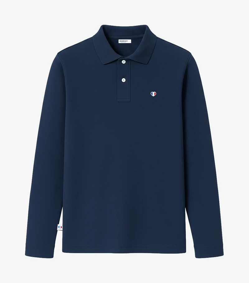 Polo Homme Manches Longues Marine - Iconique