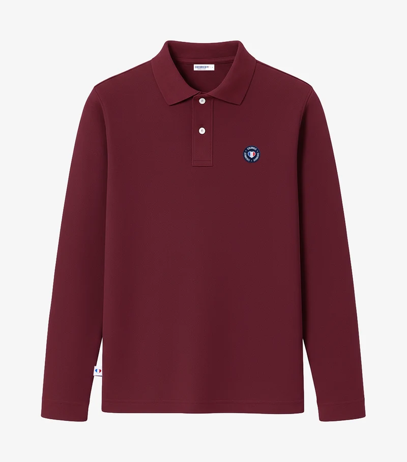 Polo Homme Manches Longues Bordeaux - Blason