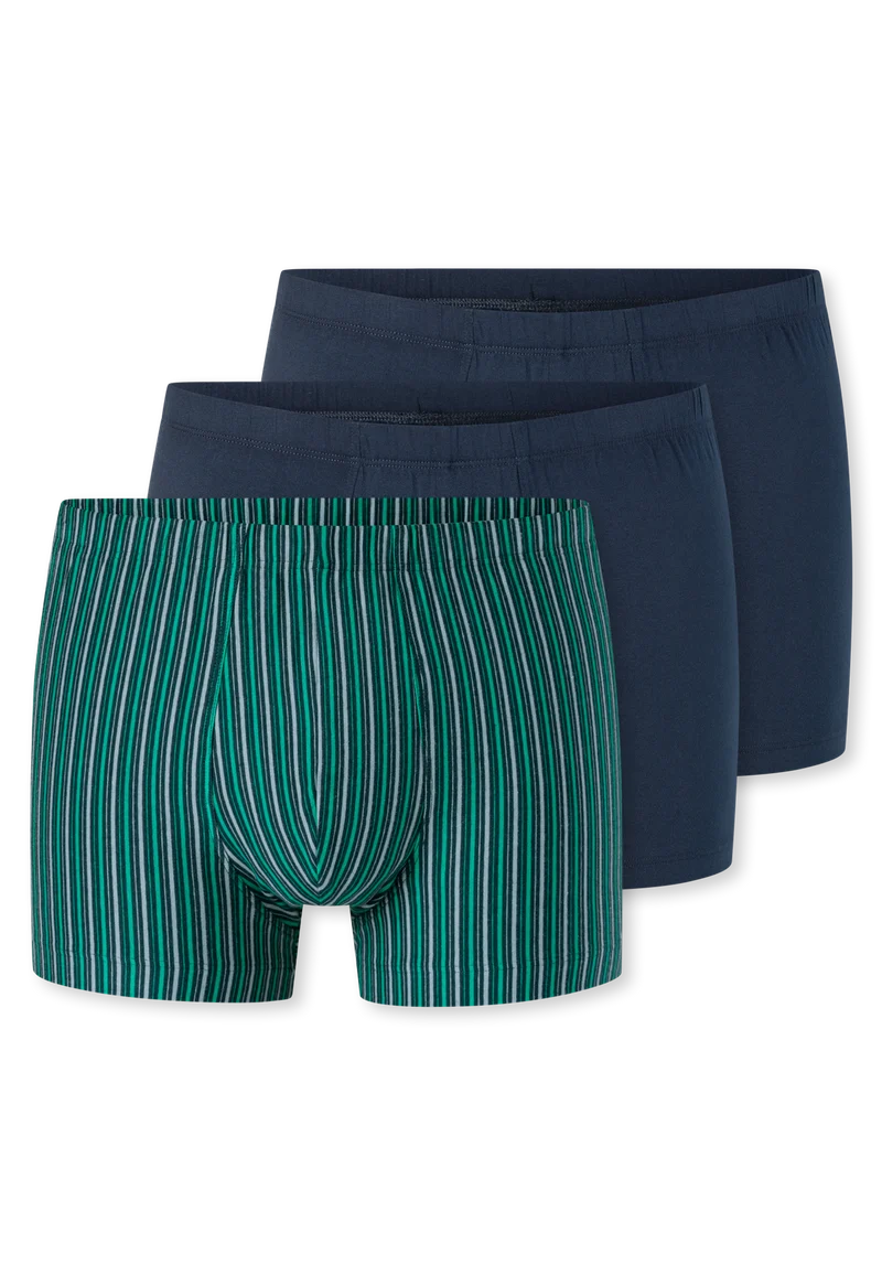 Enge Boxershorts 3er-Pack Blau/Grün gestreift - 95/5