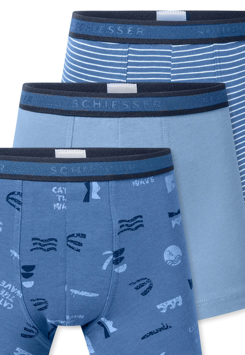 Shorts 3er-Pack Blau gemustert - 95/5