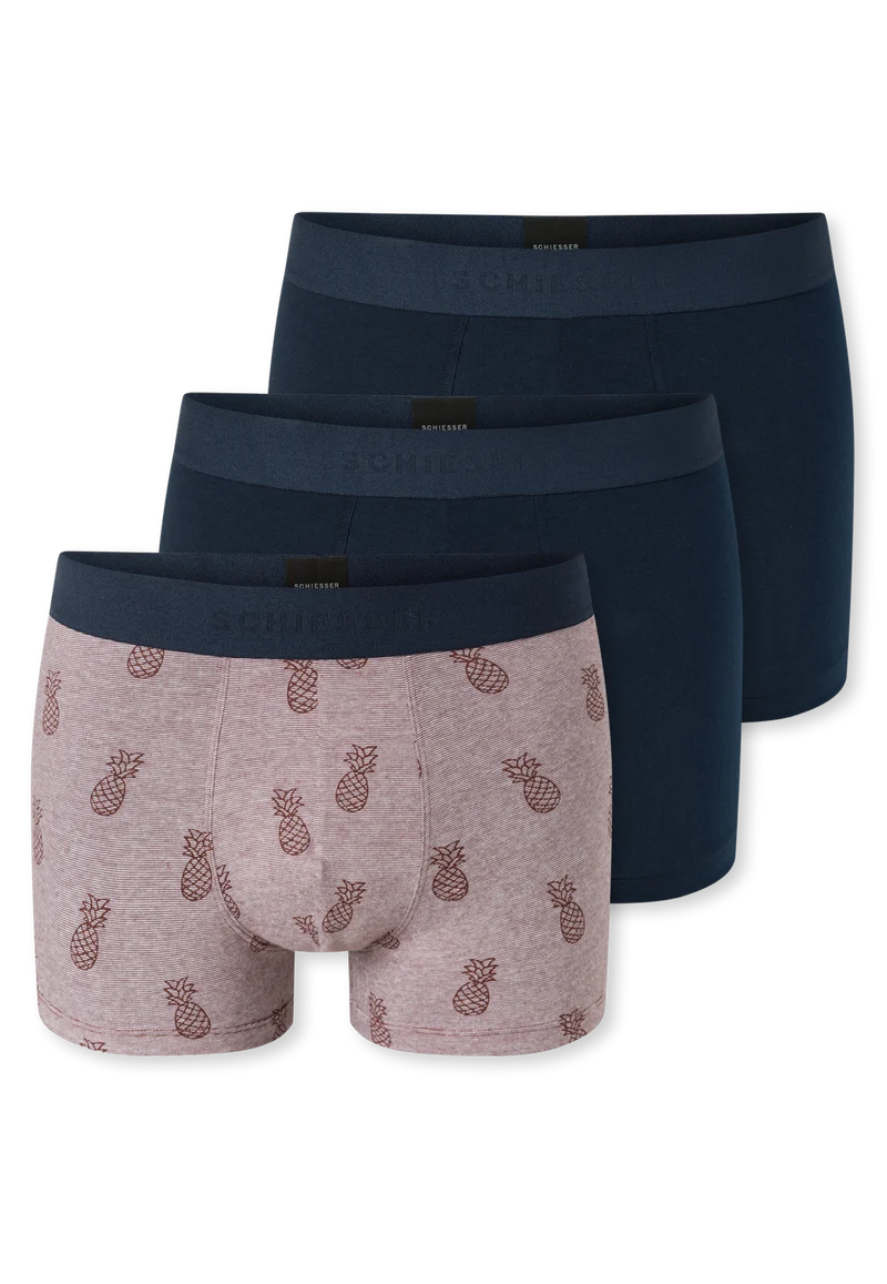 Enge Boxershorts 3er-Pack Bordeaux/Dunkelblau gemustert - 95/5