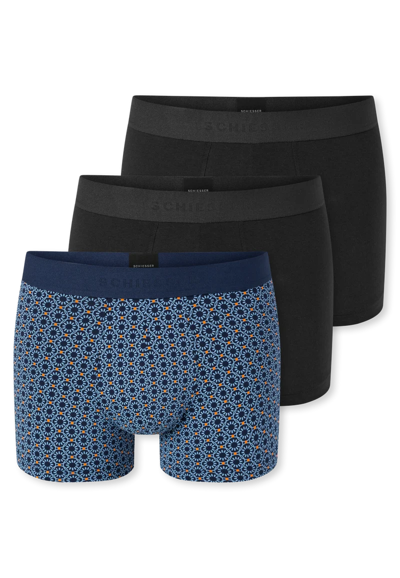 Enge Boxershorts 3er-Pack Blau/Schwarz gemustert - 95/5