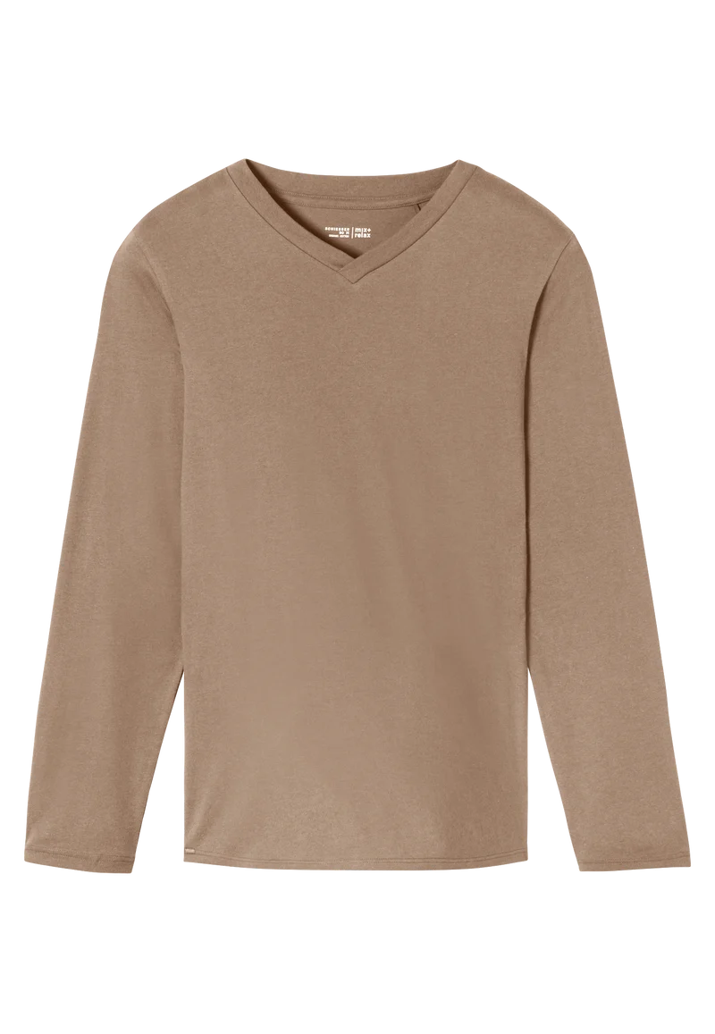 Shirt V-Ausschnitt Braun - Mix+Relax