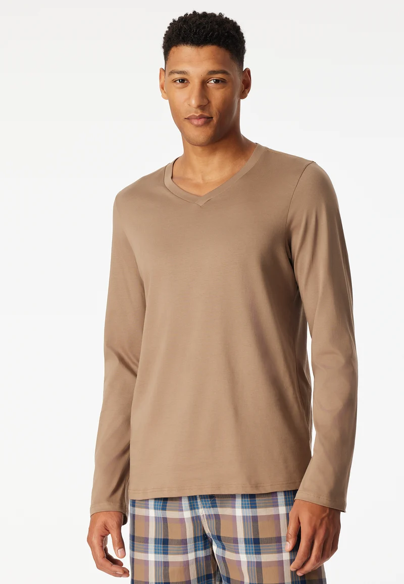 Shirt V-Ausschnitt Braun - Mix+Relax