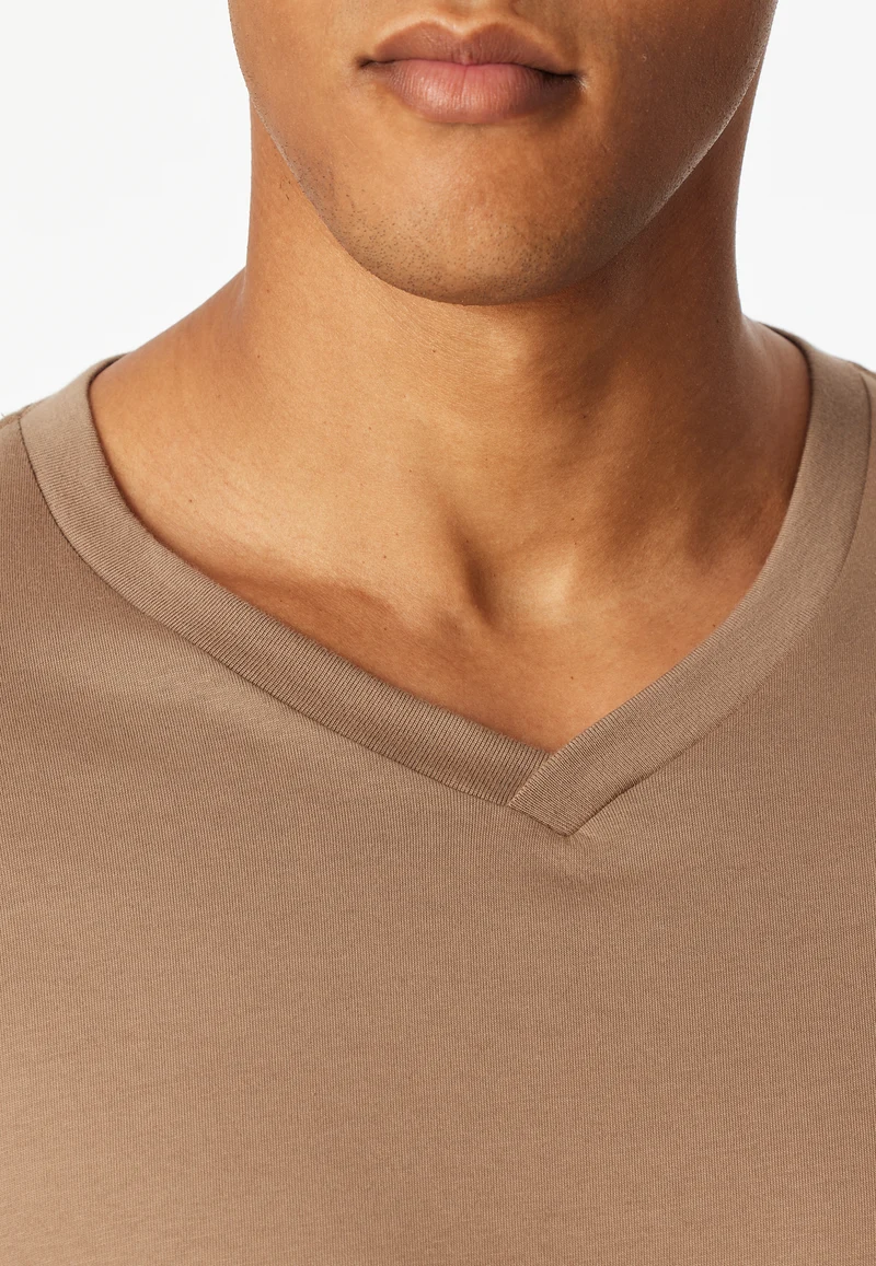 Shirt V-Ausschnitt Braun - Mix+Relax