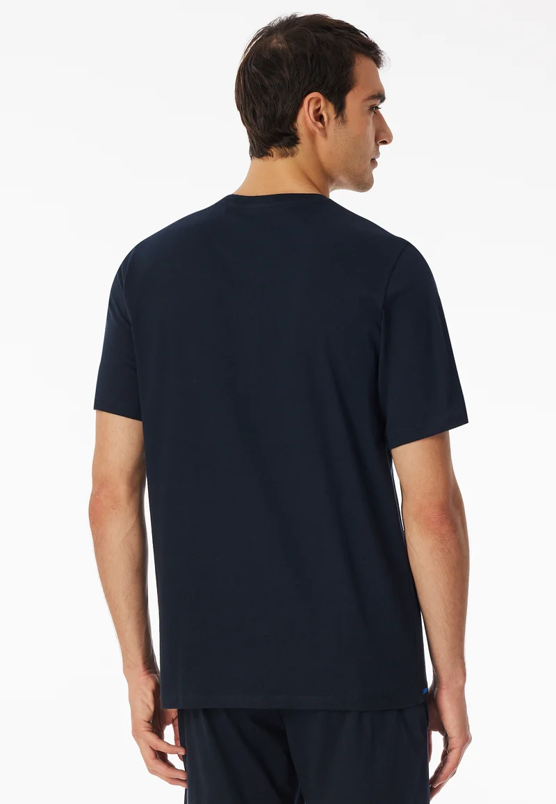 T-Shirt mit Knopfleiste Dunkelblau - Mix+Relax
