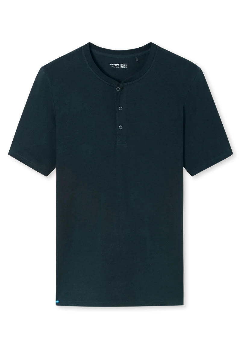 T-Shirt mit Knopfleiste Dunkelblau - Mix+Relax