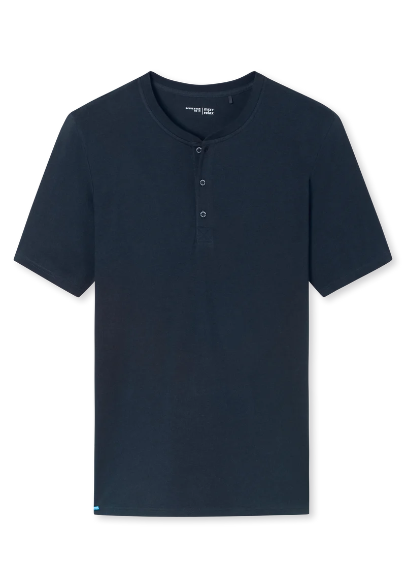 T-Shirt mit Knopfleiste Dunkelblau - Mix+Relax