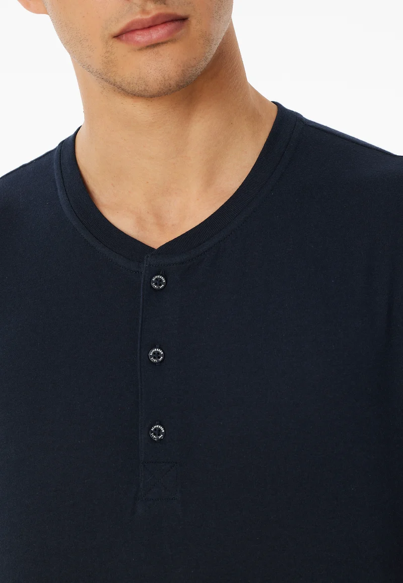 T-Shirt mit Knopfleiste Dunkelblau - Mix+Relax