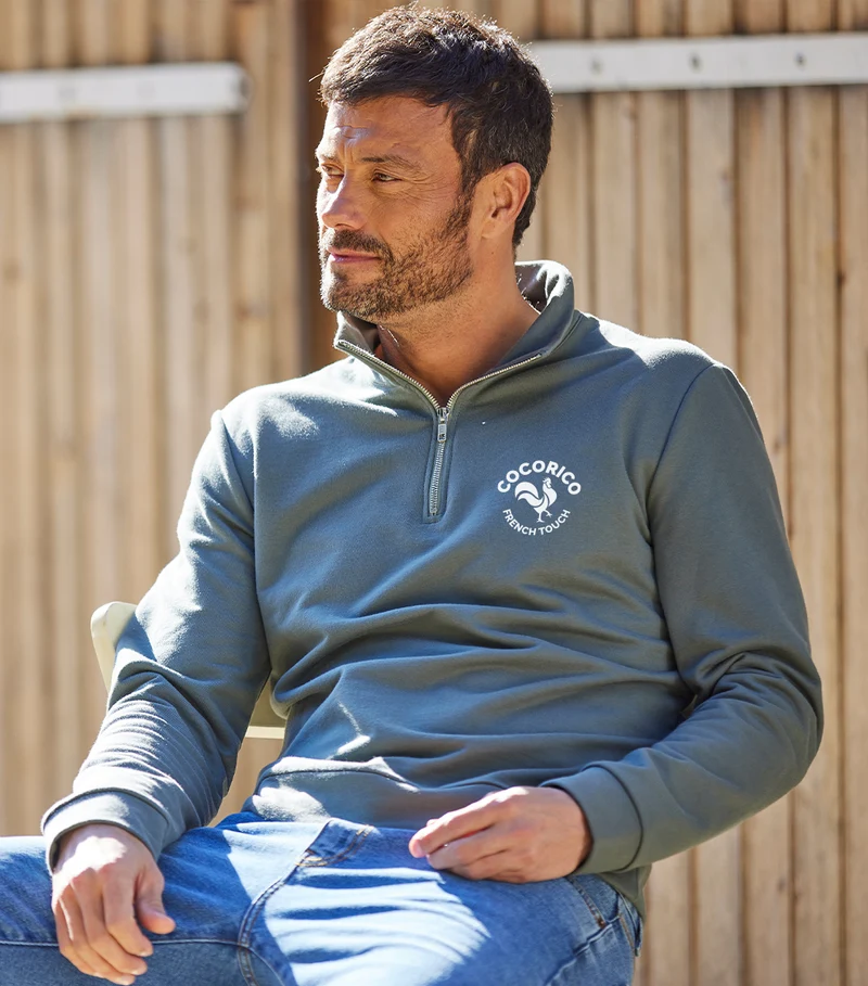 Sweat Camionneur Homme Sauge - Coq Français