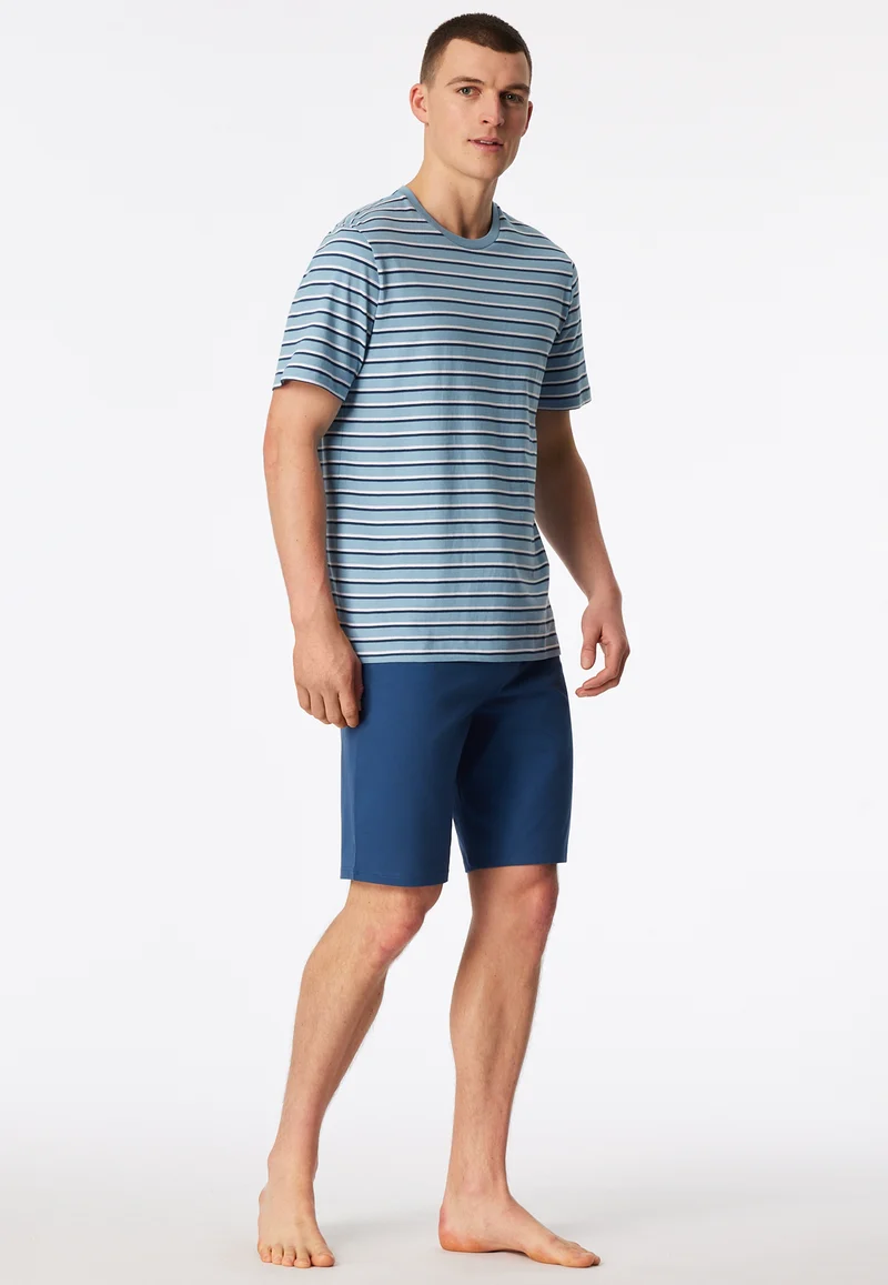 Schlafanzug kurz Blau gestreift - Casual Nightwear