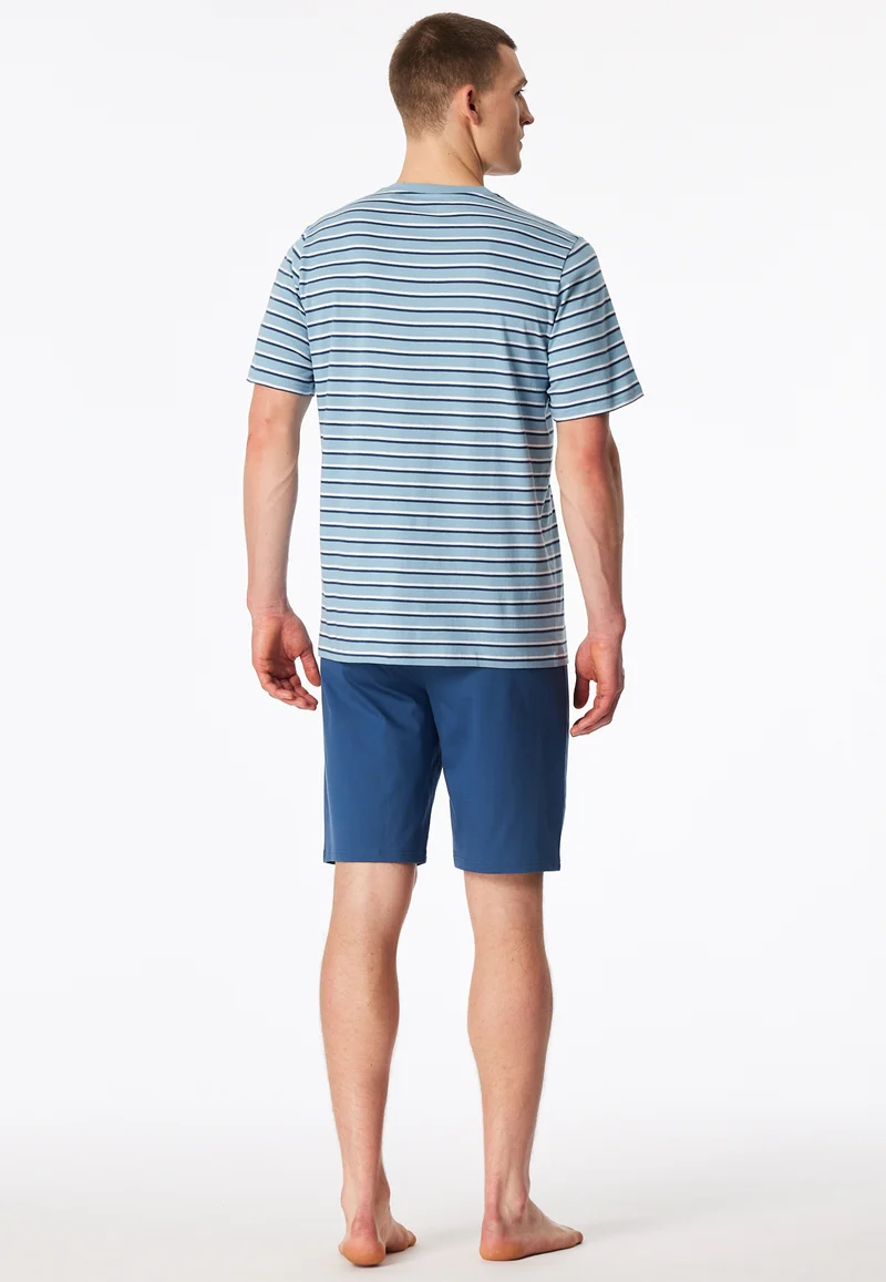 Schlafanzug kurz Blau gestreift - Casual Nightwear