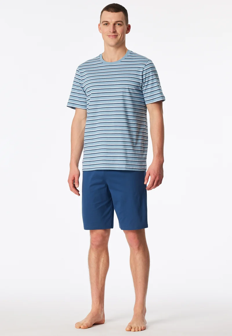 Schlafanzug kurz Blau gestreift - Casual Nightwear