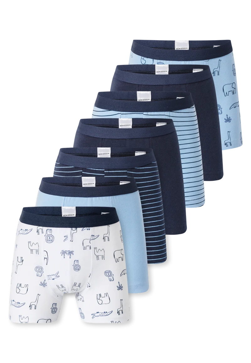 Shorts 7er-Pack Blau/Weiss gemustert - 95/5