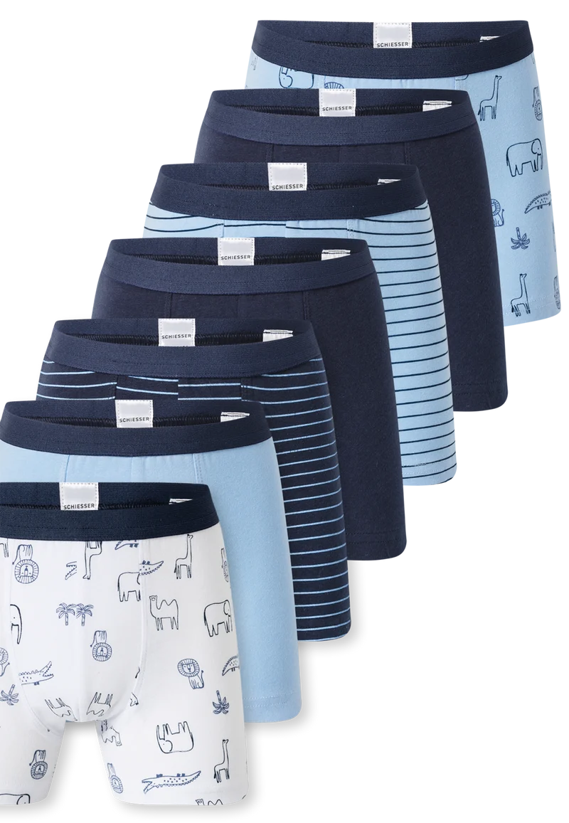 Shorts 7er-Pack Blau/Weiss gemustert - 95/5