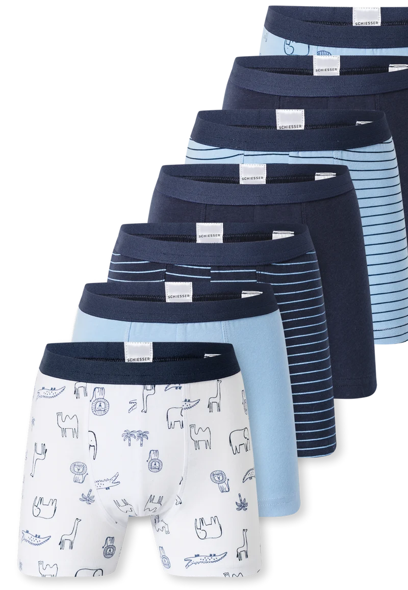 Shorts 7er-Pack Blau/Weiss gemustert - 95/5
