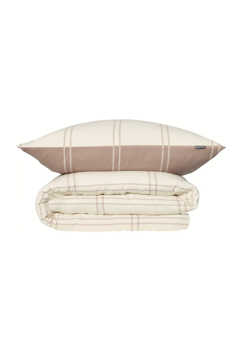 Bettwäscheset 2-teilig Off-White/Braun kariert - SCHIESSER Home