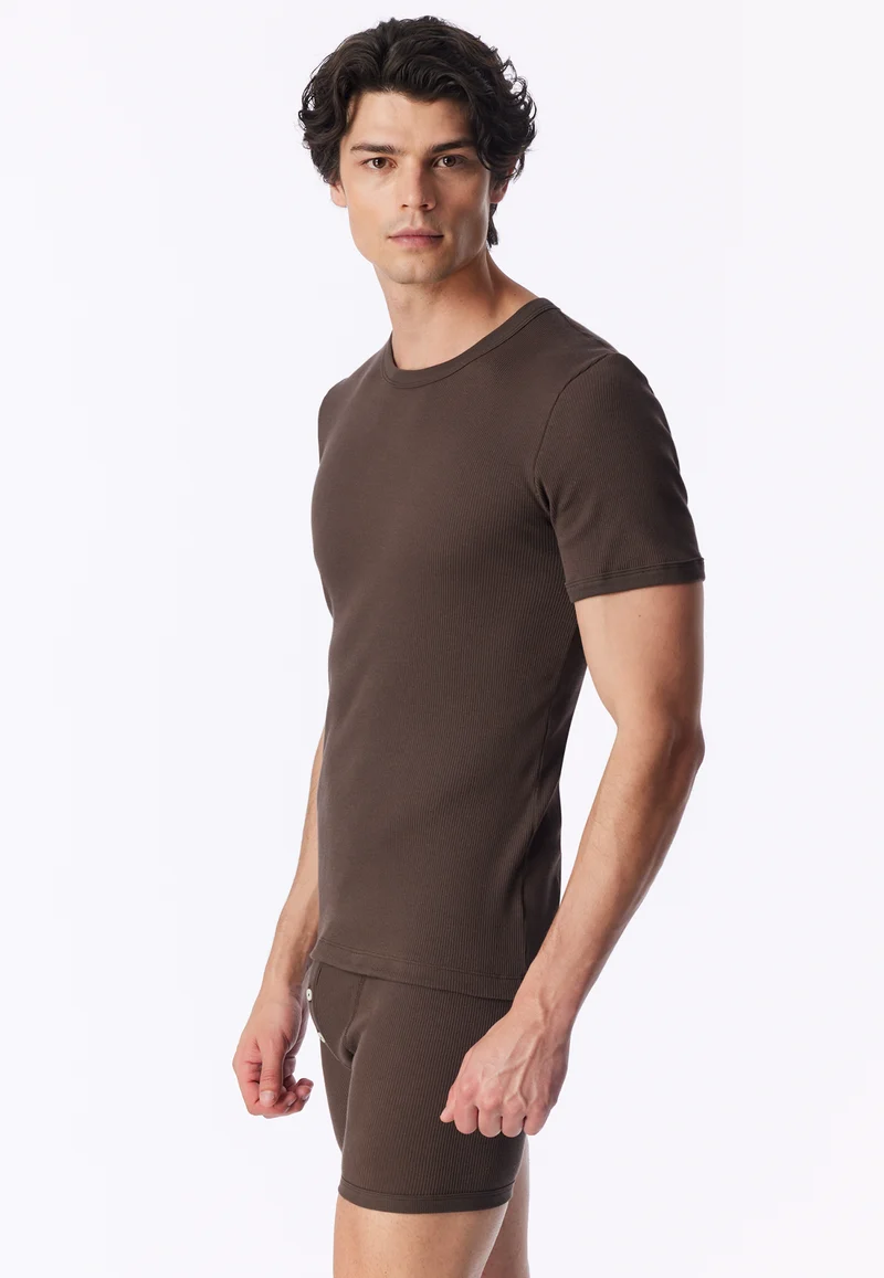 T-Shirt Doppelripp Braun - Revival Friedrich