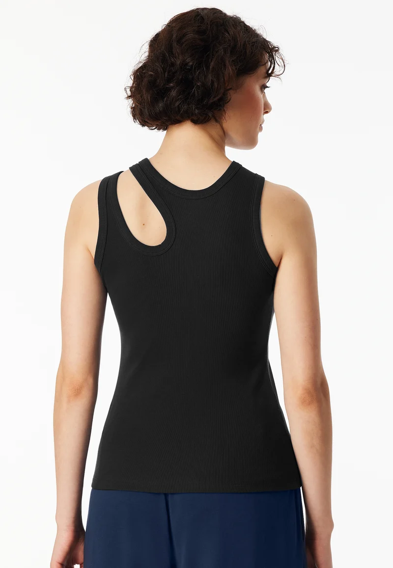 Tank Top Doppelripp mit Cut-Outs Schwarz - SCHIESSER 150 Years