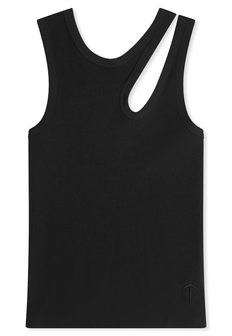 Tank Top Doppelripp mit Cut-Outs Schwarz - SCHIESSER 150 Years