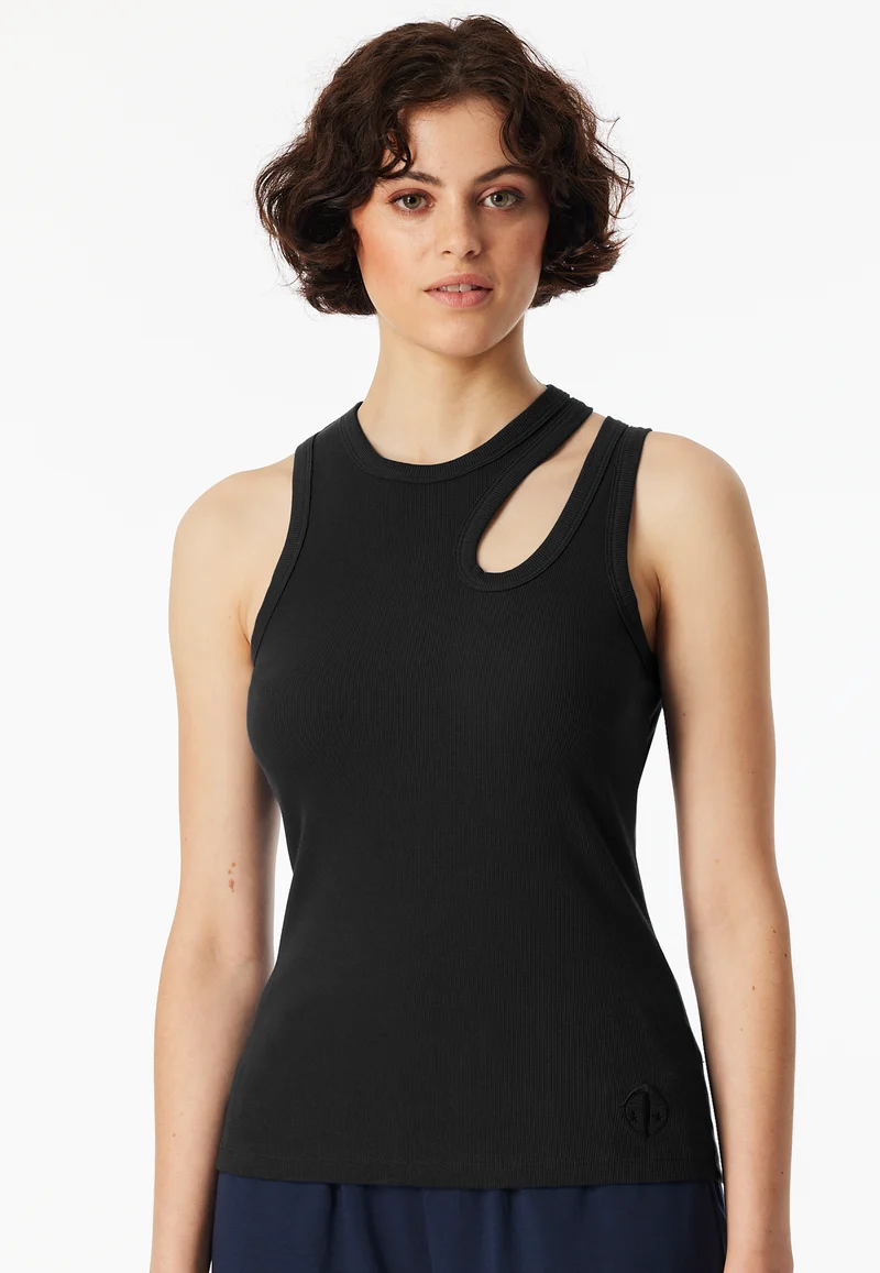 Tank Top Doppelripp mit Cut-Outs Schwarz - SCHIESSER 150 Years