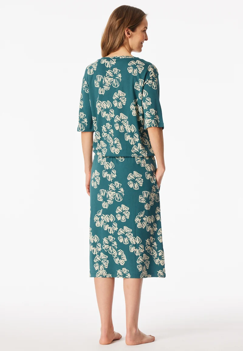 Nachthemd kurzarm Petrol/Off-White - Modern Nightwear