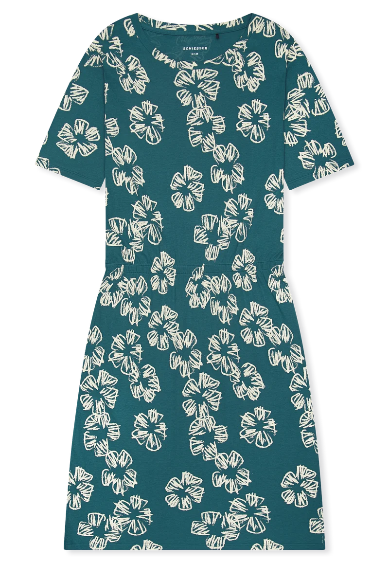 Nachthemd kurzarm Petrol/Off-White - Modern Nightwear