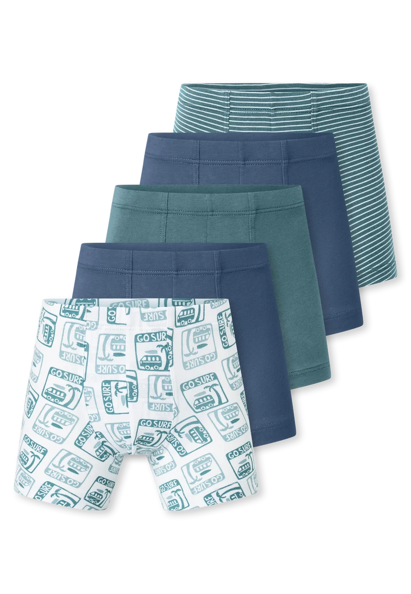 Shorts 5er-Pack Grün/Blau gemustert - 95/5