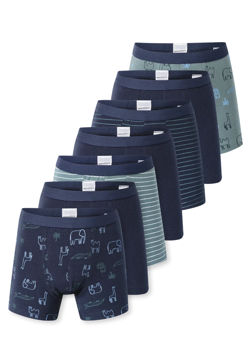 Shorts 7er-Pack Blau/Grün gemustert - 95/5