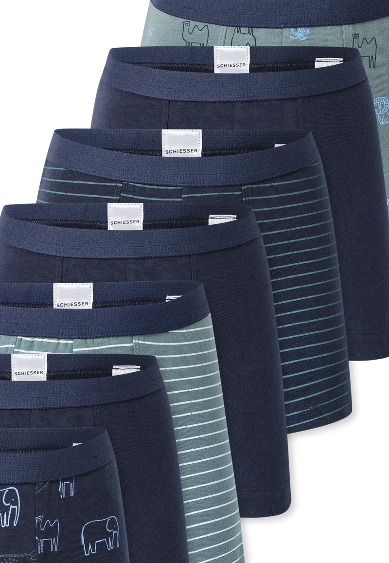 Shorts 7er-Pack Blau/Grün gemustert - 95/5