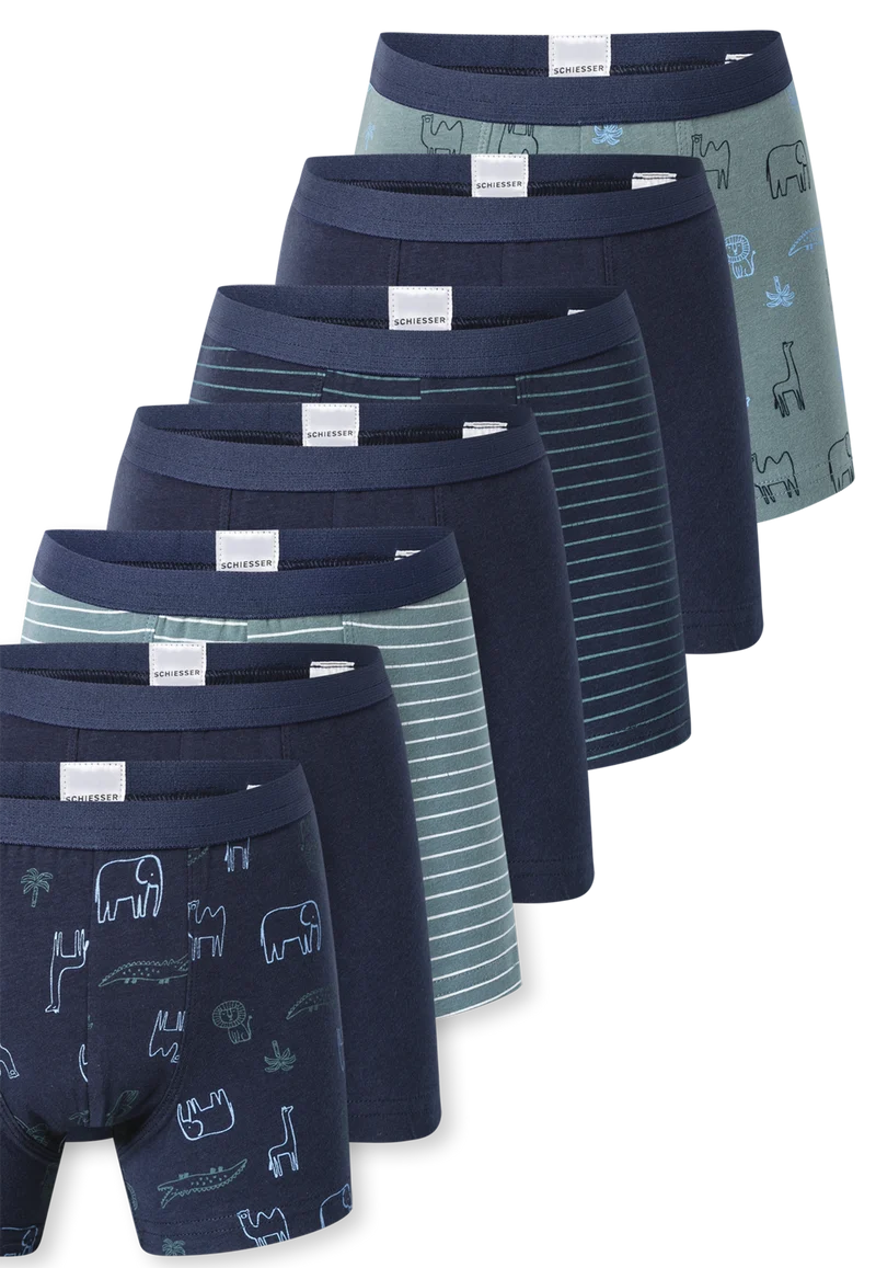 Shorts 7er-Pack Blau/Grün gemustert - 95/5