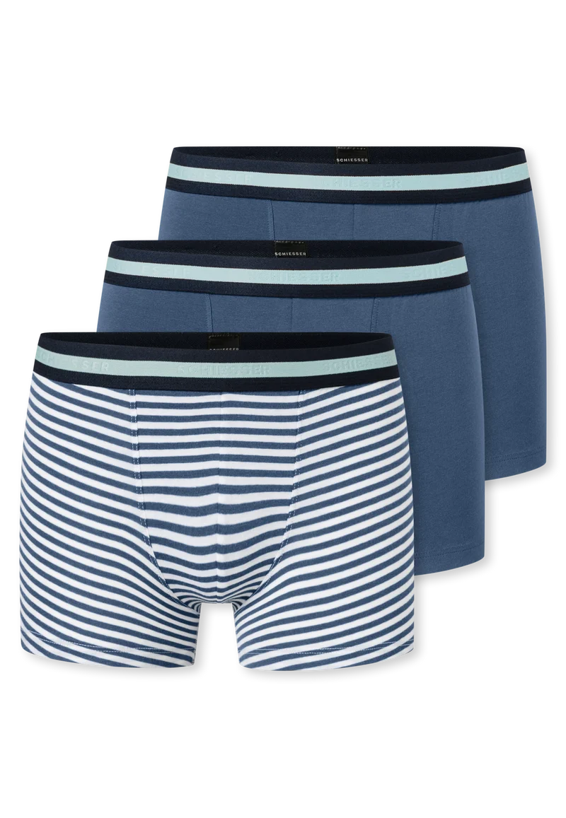 Shorts 3er-Pack Blau/Weiss gestreift - 95/5