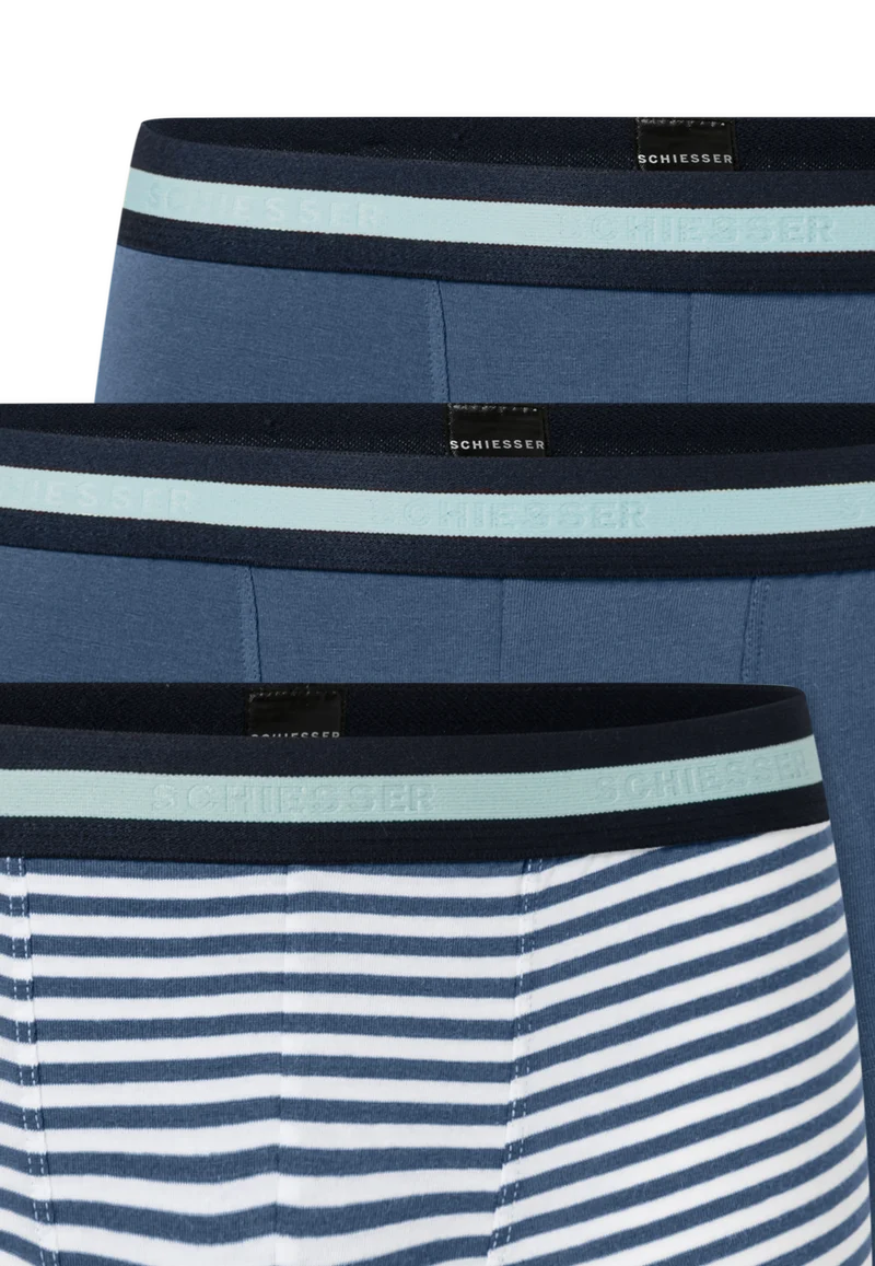 Shorts 3er-Pack Blau/Weiss gestreift - 95/5