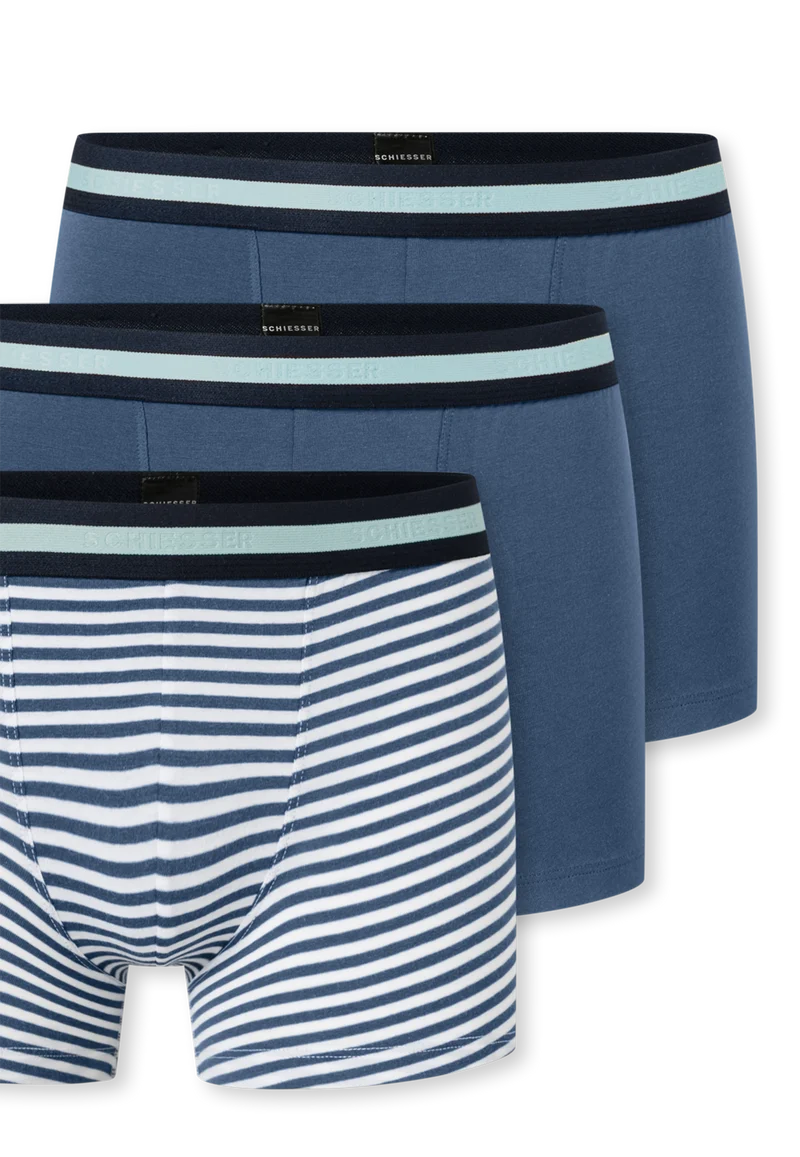 Shorts 3er-Pack Blau/Weiss gestreift - 95/5