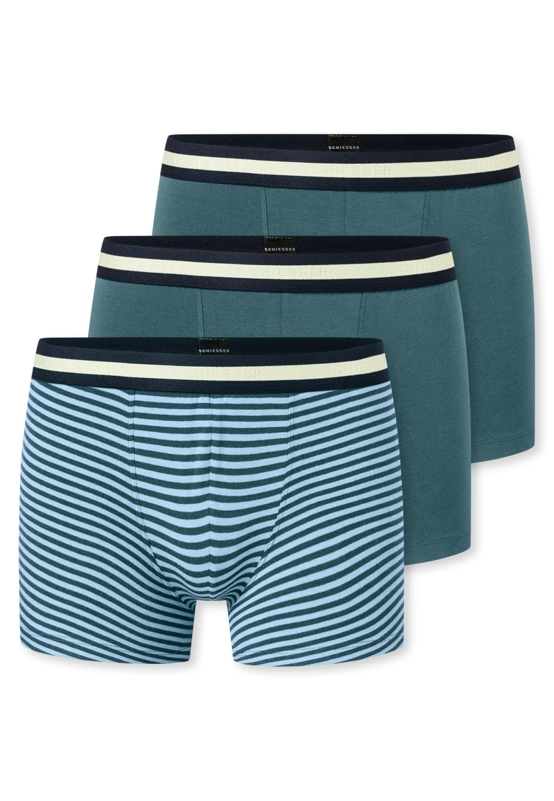 Shorts 3er-Pack Grün/Blau gestreift - 95/5