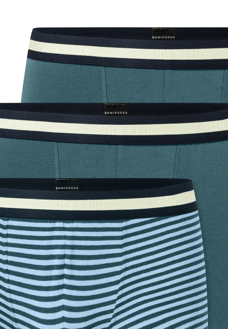 Shorts 3er-Pack Grün/Blau gestreift - 95/5