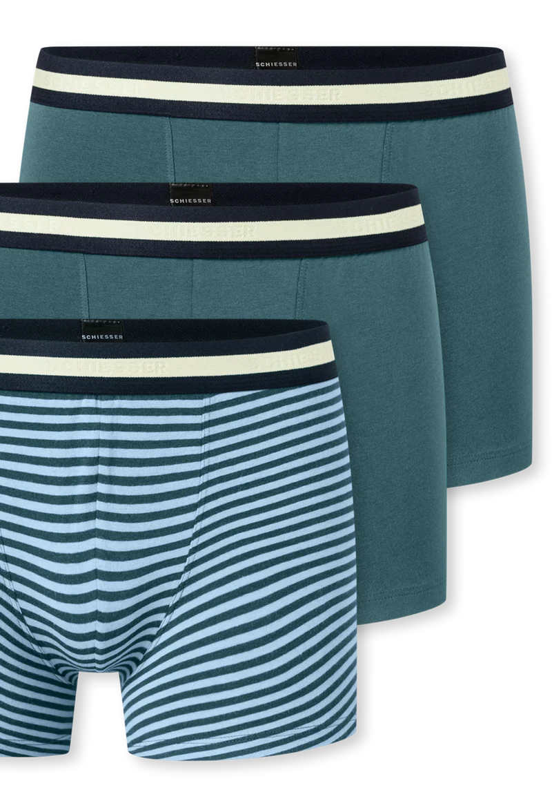 Shorts 3er-Pack Grün/Blau gestreift - 95/5