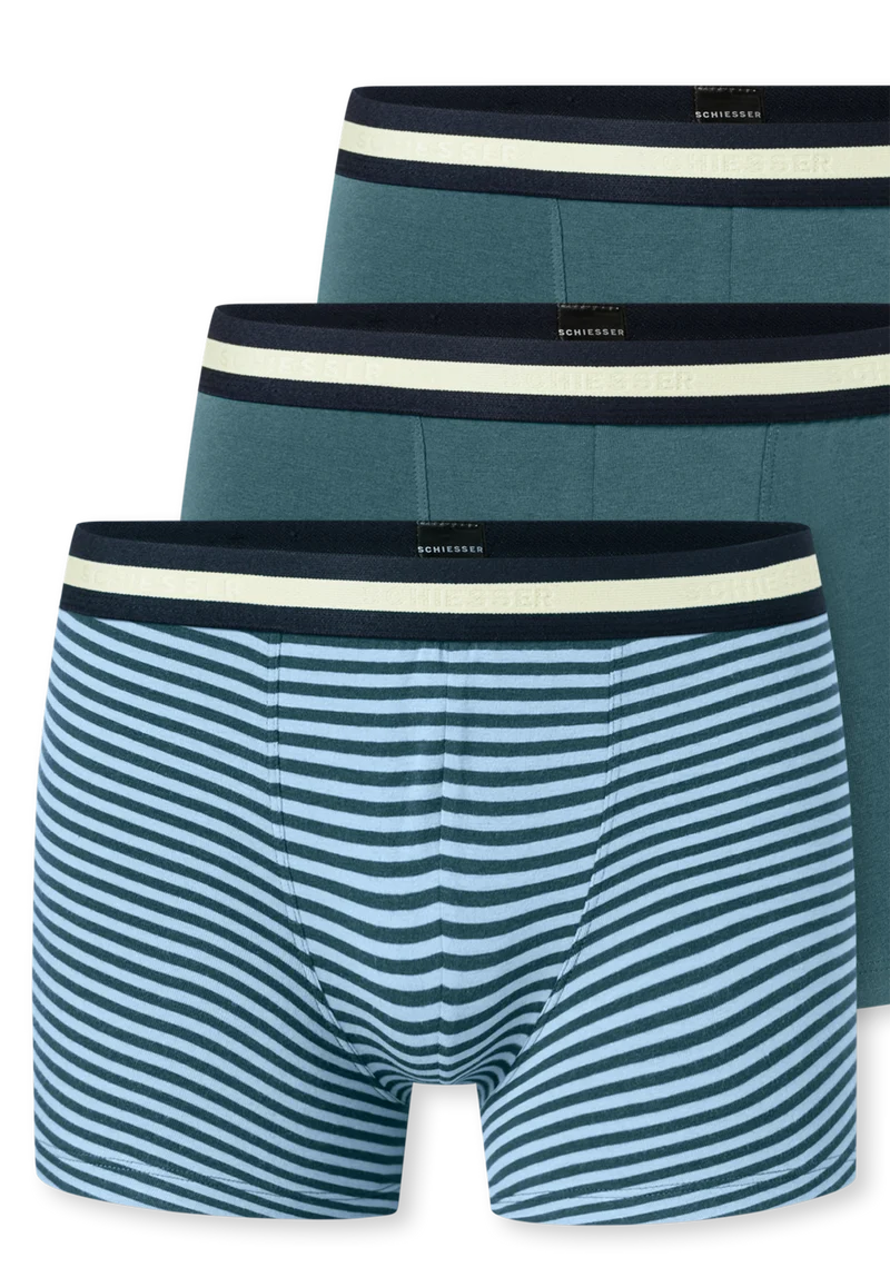 Shorts 3er-Pack Grün/Blau gestreift - 95/5