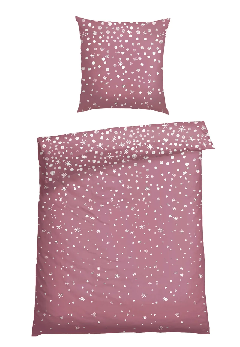 Bettwäscheset 2-teilig Pink gemustert - Feinbiber