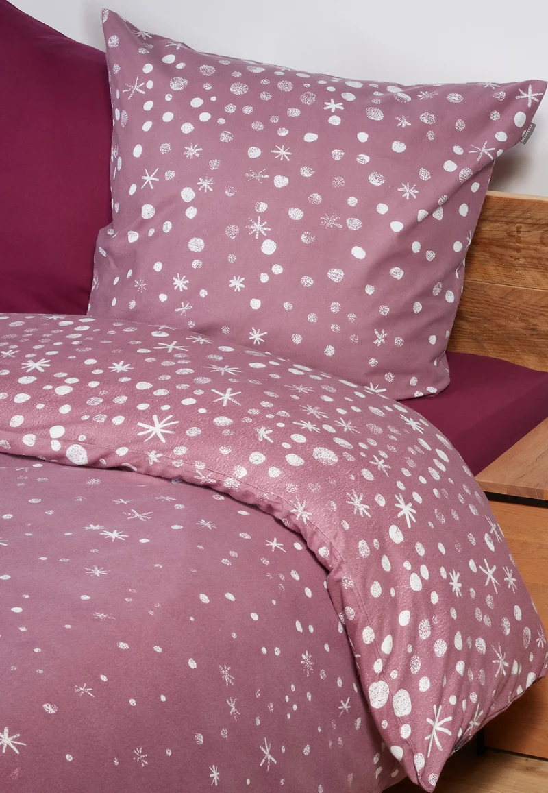 Bettwäscheset 2-teilig Pink gemustert - Feinbiber