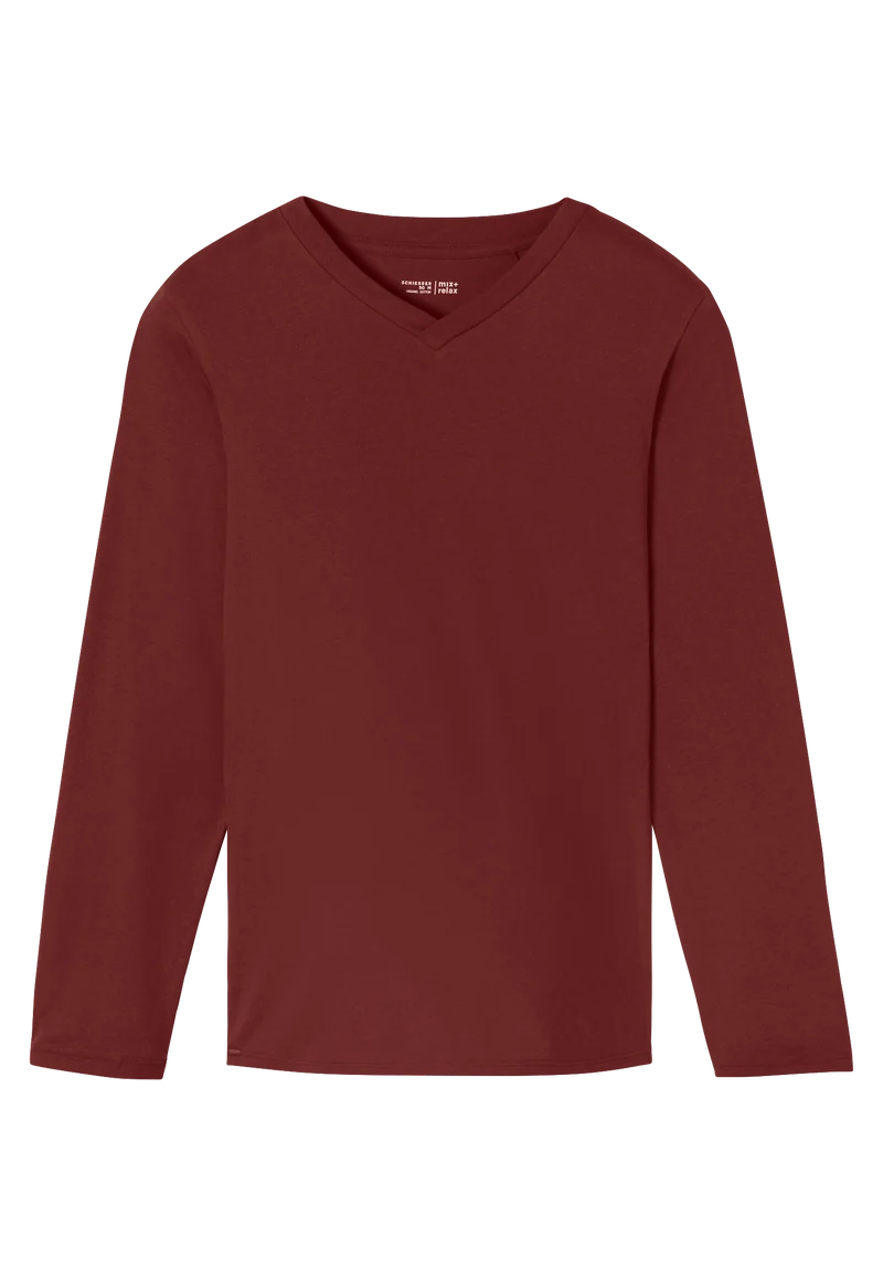 Shirt V-Ausschnitt Bordeaux - Mix+Relax