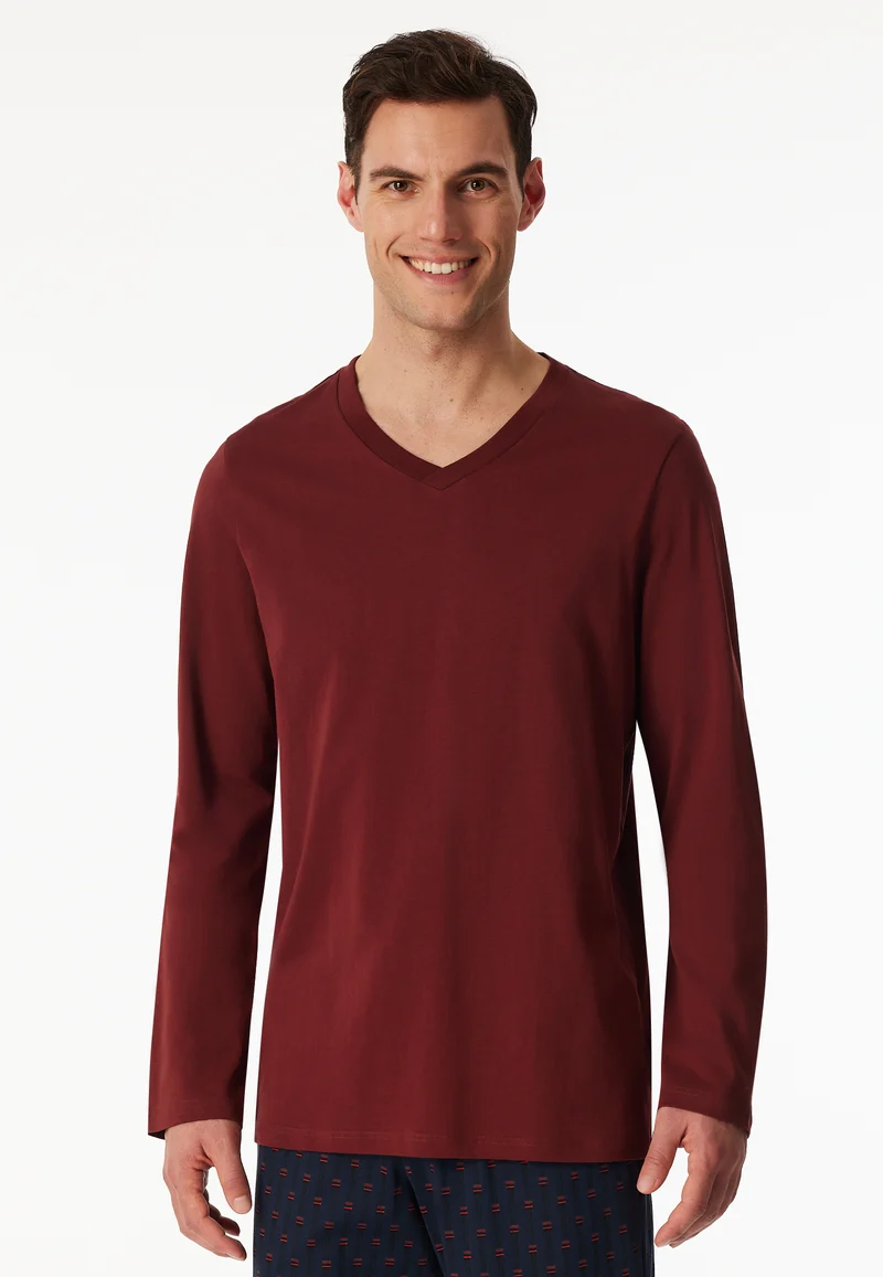 Shirt V-Ausschnitt Bordeaux - Mix+Relax