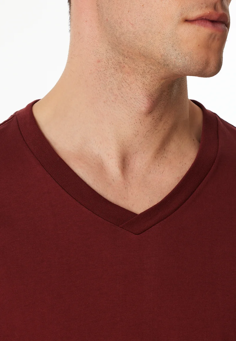 Shirt V-Ausschnitt Bordeaux - Mix+Relax