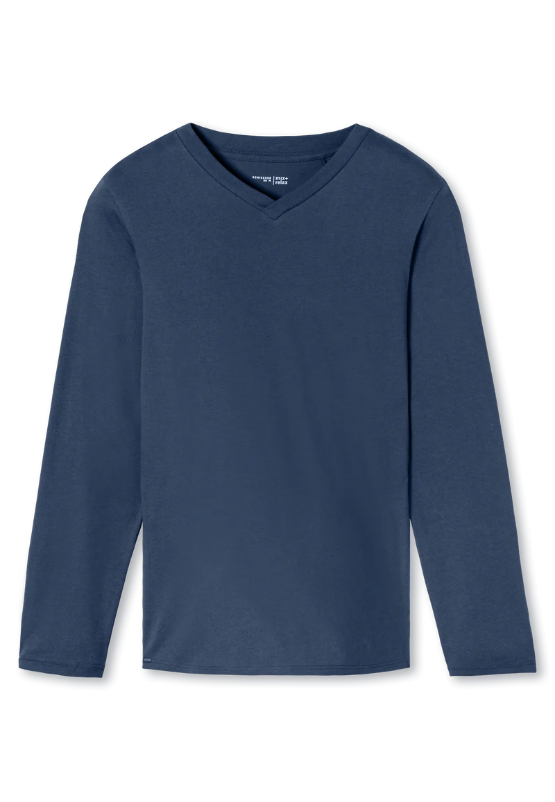 Shirt V-Ausschnitt Blau - Mix+Relax