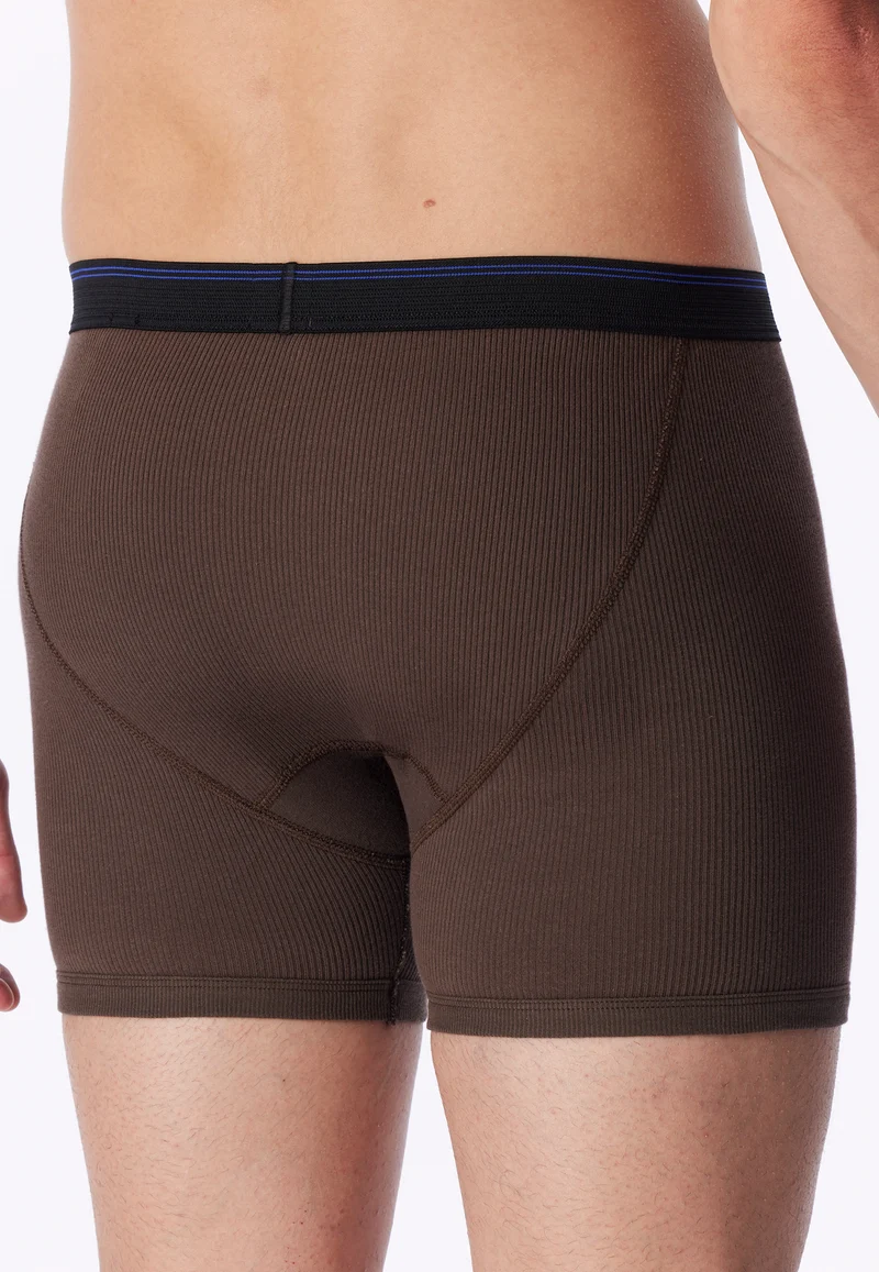 Enge Boxershorts Doppelripp mit Knopfleiste Braun - Revival Friedrich