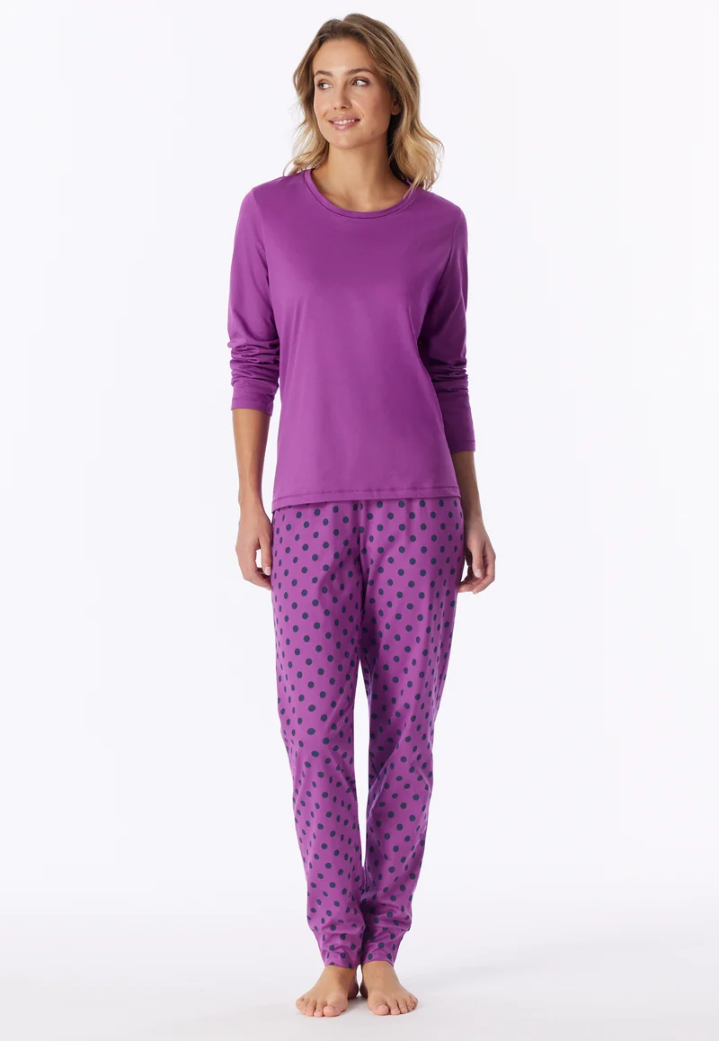 Schlafanzug mit Bündchen Lila gemustert - Casual Essentials