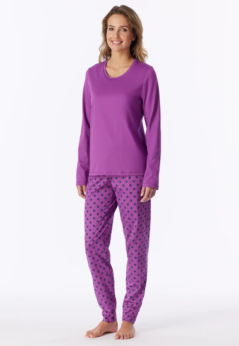 Schlafanzug mit Bündchen Lila gemustert - Casual Essentials