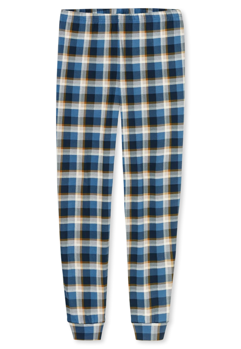 Schlafanzug mit Bündchen Blau/Gelb kariert - Casual Essentials